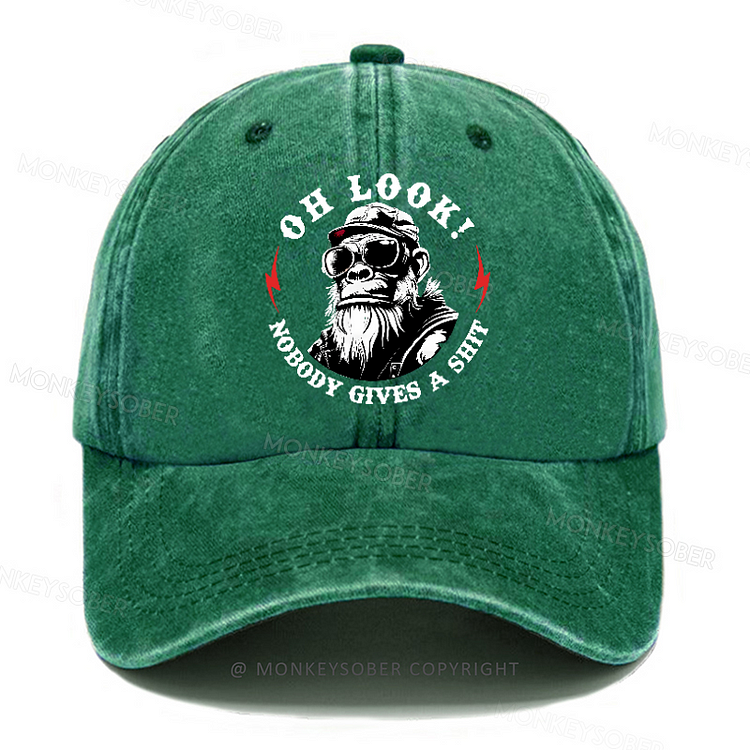 Oh Look Nobody Gives A Shit Funny Monkey Washed Baseball Caps