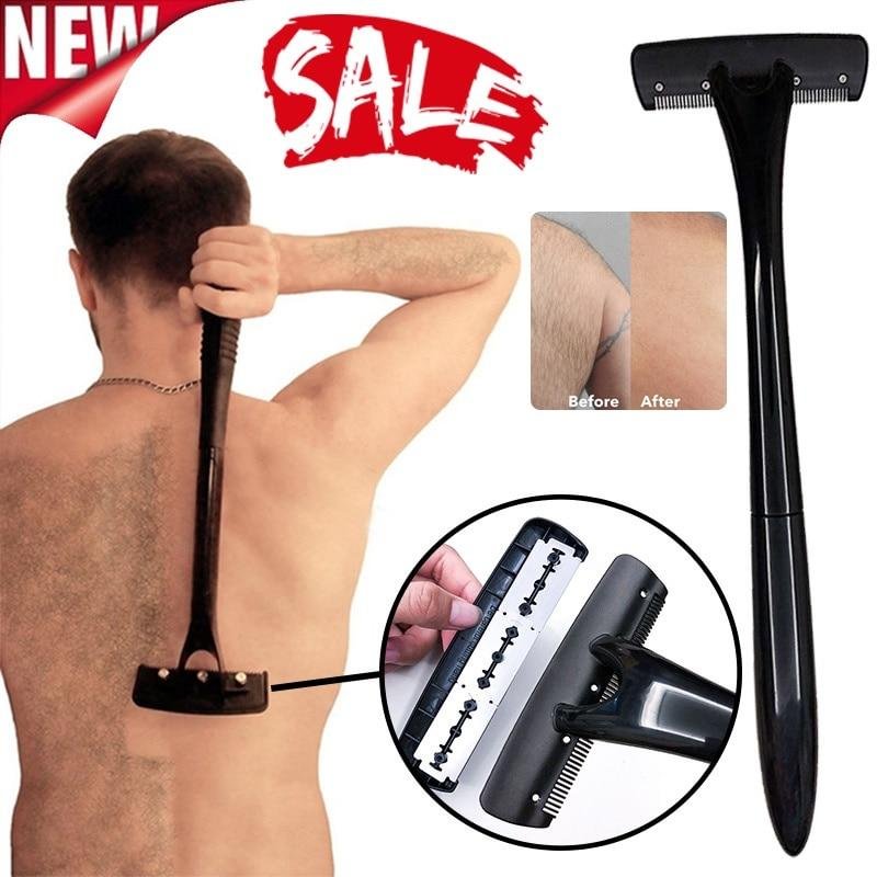 Portable Back Shaver For Men - Back Hair Removal Razor Body Groomer Trimmer, Flexible Head For Safe Shaving