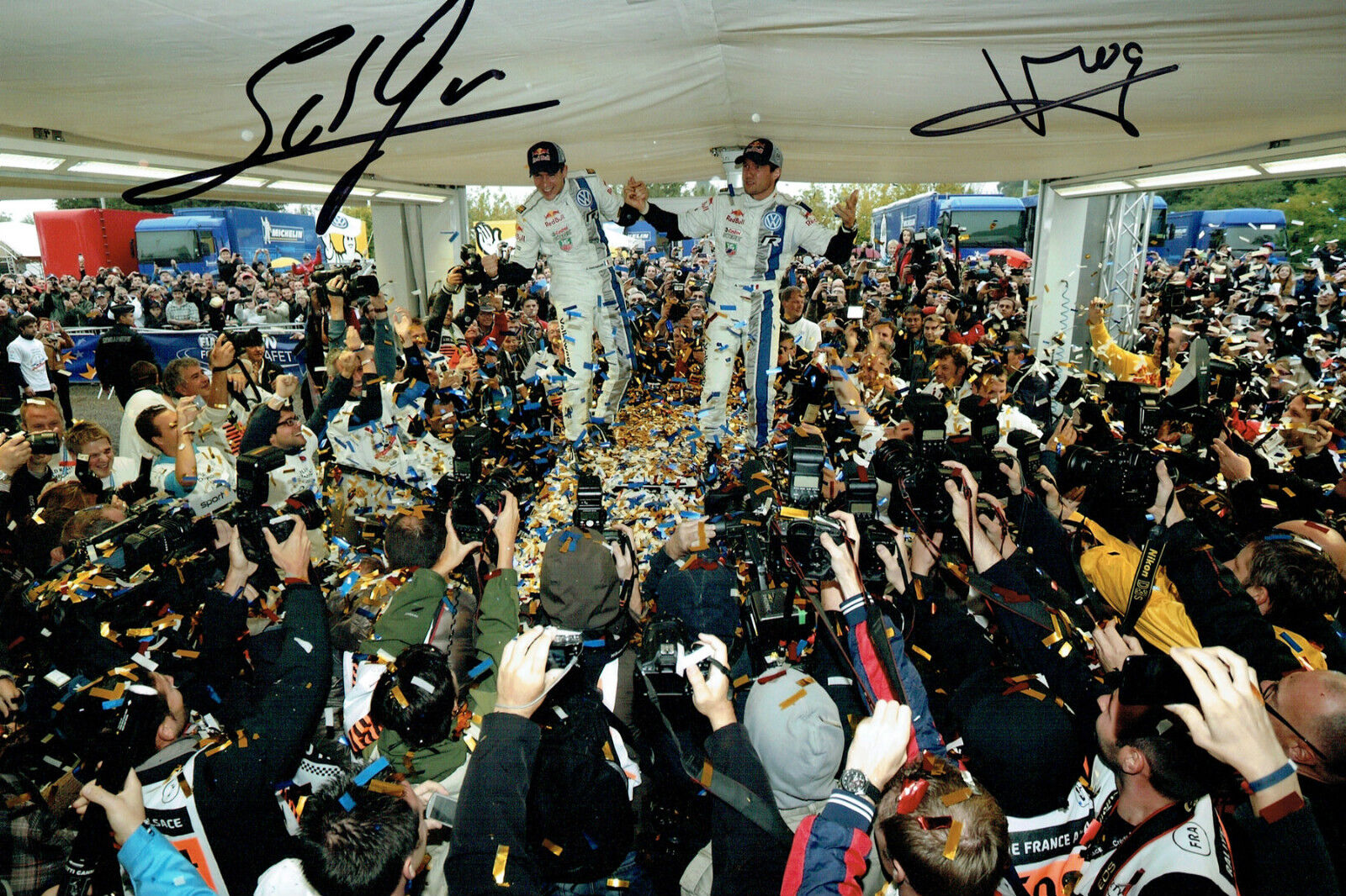 Sebastien OGIER & Julien INGRASSIA SIGNED AUTOGRAPH 12x8 RARE Photo Poster painting AFTAL COA