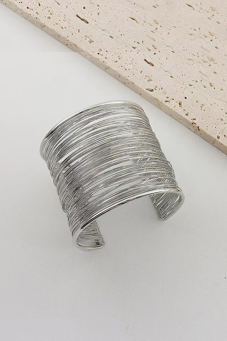 Metallic Sheen Multi-Layered Wire Armlet Adjustable Cuff Bracelet 2024 - Xpluswear