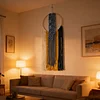 (Finished Product)Macrame Wall Hanging Boho Dream Catcher Hand Woven Leaf Tapestry Modern Aesthetic Tassel Wall Decor for Home Bedroom Living Room