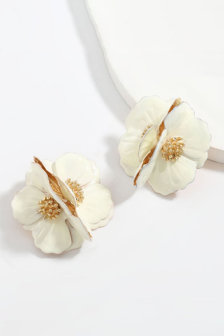 Glazed Enamel Flower Alloy Stud Earrings