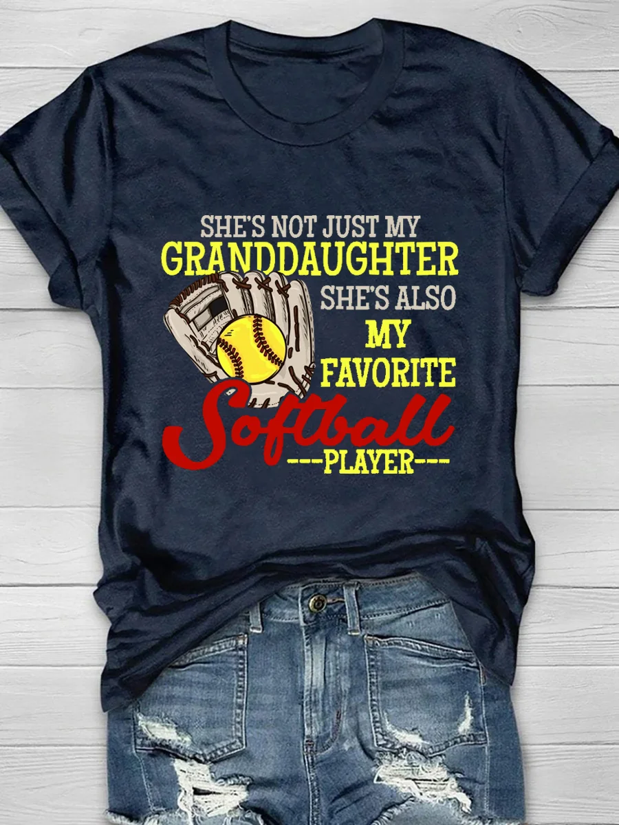 Softball Grandma Print Short Sleeve T-Shirt