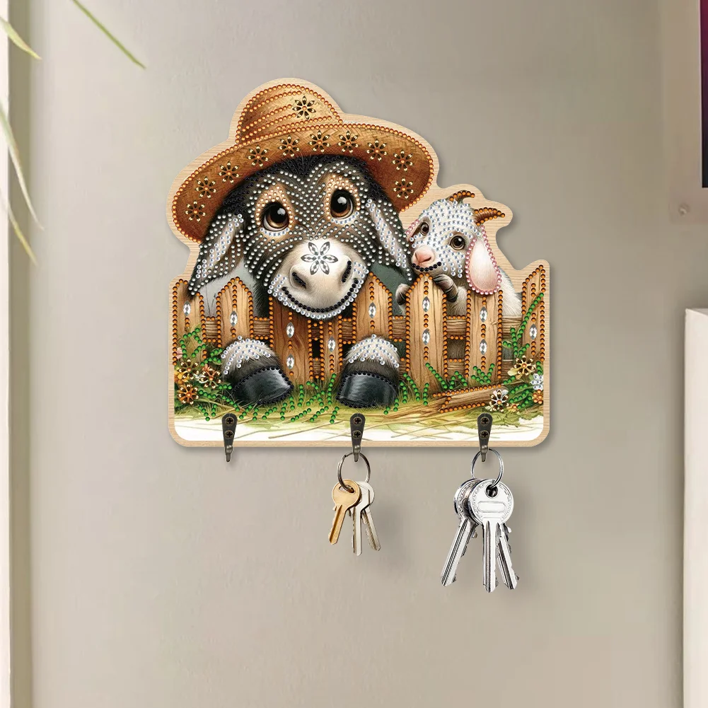 DIY Donkey 3 Hooks Diamond Painting Pet Hook Rail Diamond Art Hanging Hooks