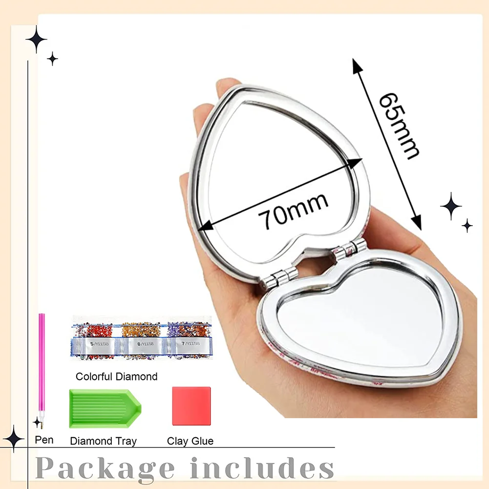 DIY Diamond Painting Makeup Mirror Mandala Pattern Portable Pocket Mirror