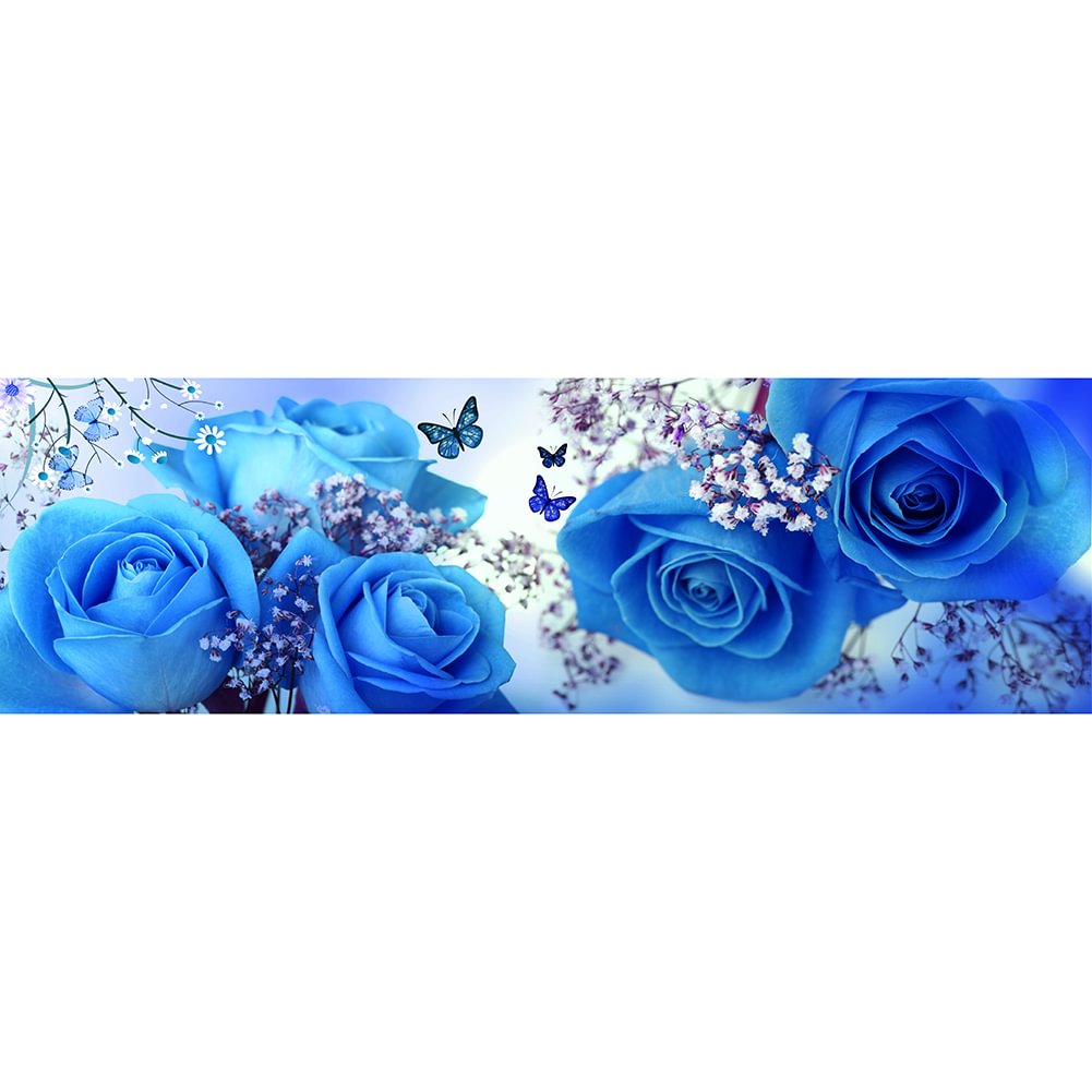 Diamond Painting - Partial Round Drill - Blue Rose(80*40cm)