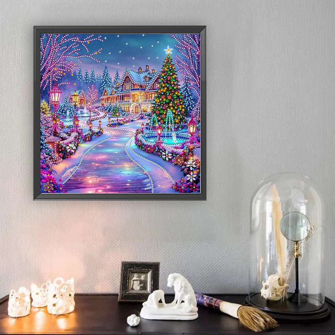 Christmas House - Diamond Painting - Partial Special Shaped Drill(Canvas|30*30cm)
