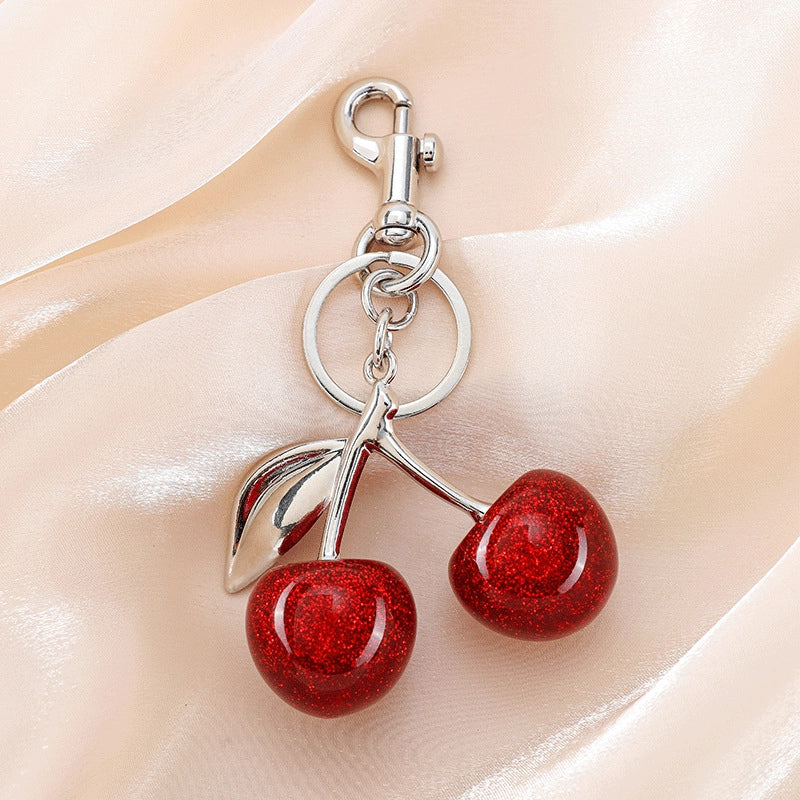 Minimalist Cherry Resin Unisex Bag Pendant Keychain