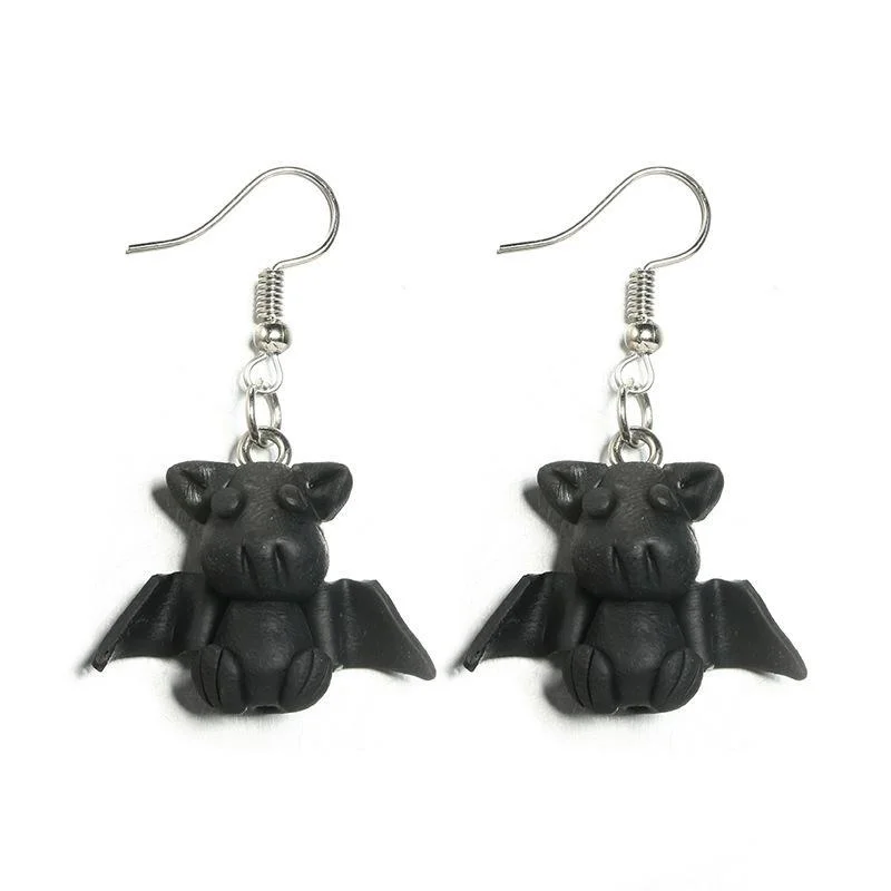 Women plus size clothing Wholesale Cheap Jewelry Simple Korea Cartoon Rhino bat Cute Soft clay Earrings-Nordswear