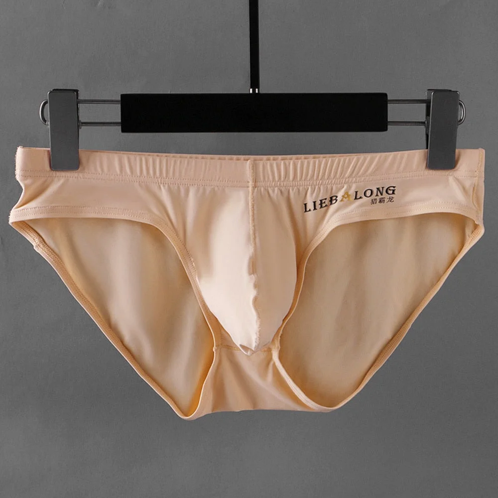 Aonga Men's Underwear Briefs Bulge Big Penis Pouch Men Briefs Enhance  Seamless Ice Silk Male Panties Low Rise Underpants lingerie
