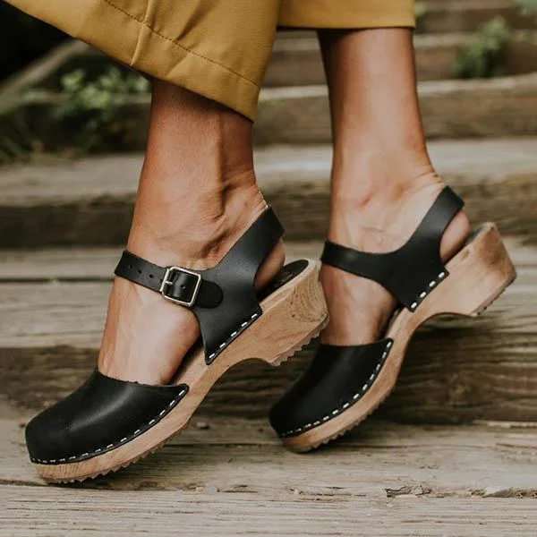 Ankle Strap Chunky Heel Low Platform Sandals