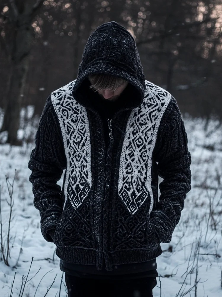 Viking Totem Men's Hooded Sweater Jacket