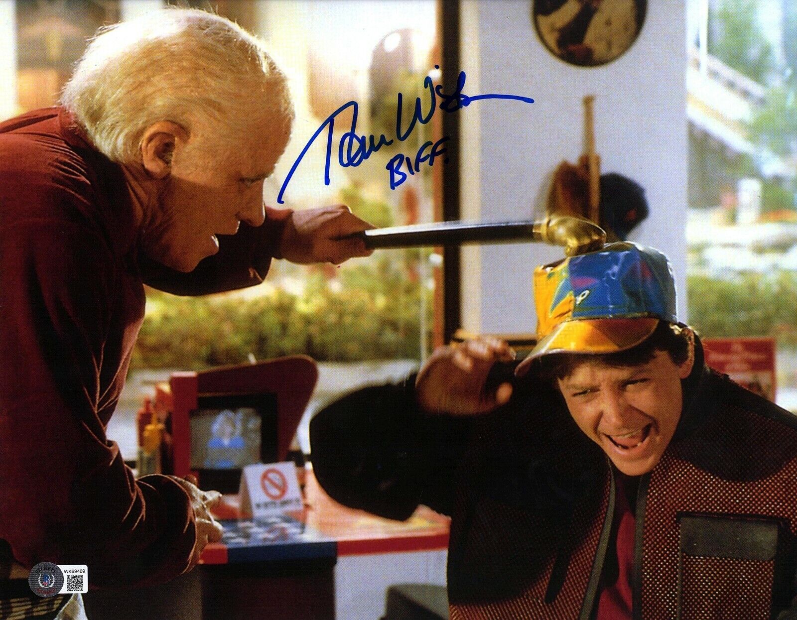 TOM WILSON Signed BACK TO THE FUTURE Biff Tannen 11x14 Photo Poster painting Beckett BAS Witness