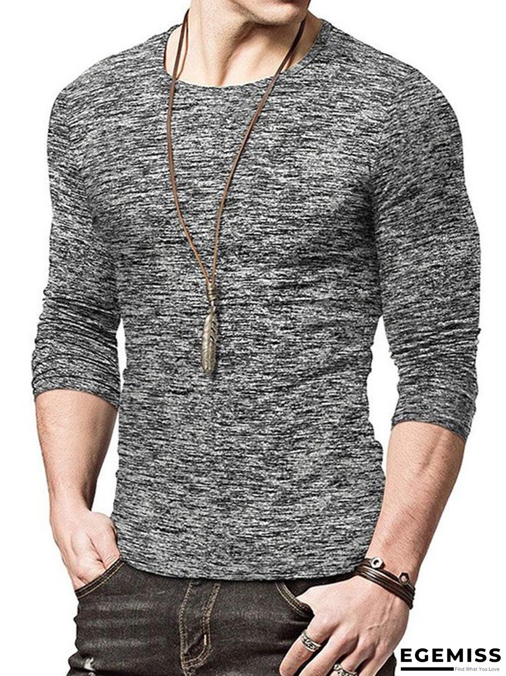 Men's Bottom Shirt Round Collar Long Sleeve T-shirt Men's Shirt jerseys | EGEMISS