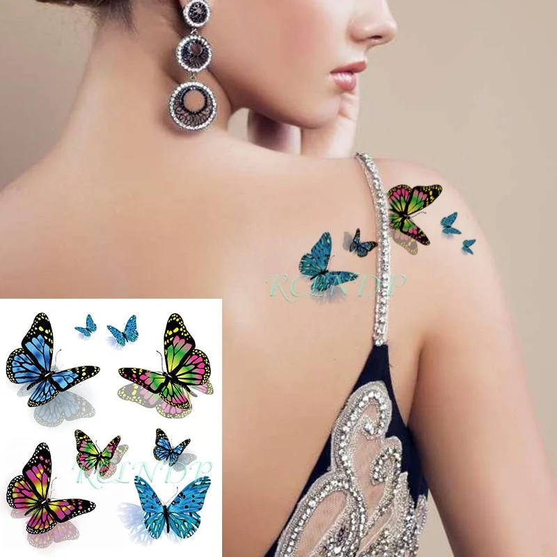 Waterproof Temporary Tattoo Sticker Butterfly Fake Tatto Flash Tatoo leg Arm hand foot tatouage for Girl Women lady