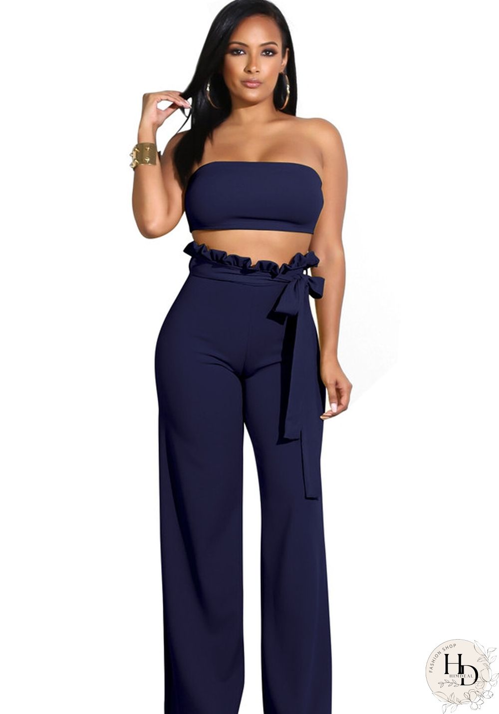 Green Army Plain Low Waist Two-piece suit