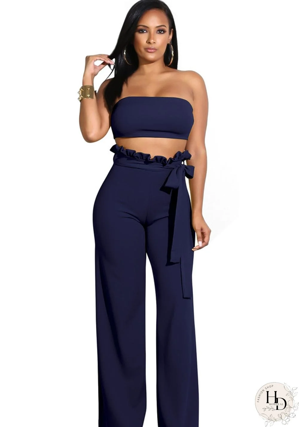 Green Army Plain Low Waist Two-piece suit