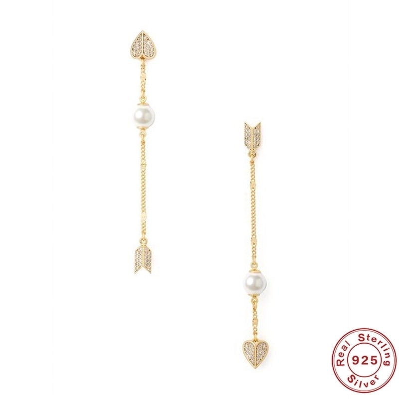 1 Pair 925 Sterling Silver Zircon Square Heart Shape Drop Earrings