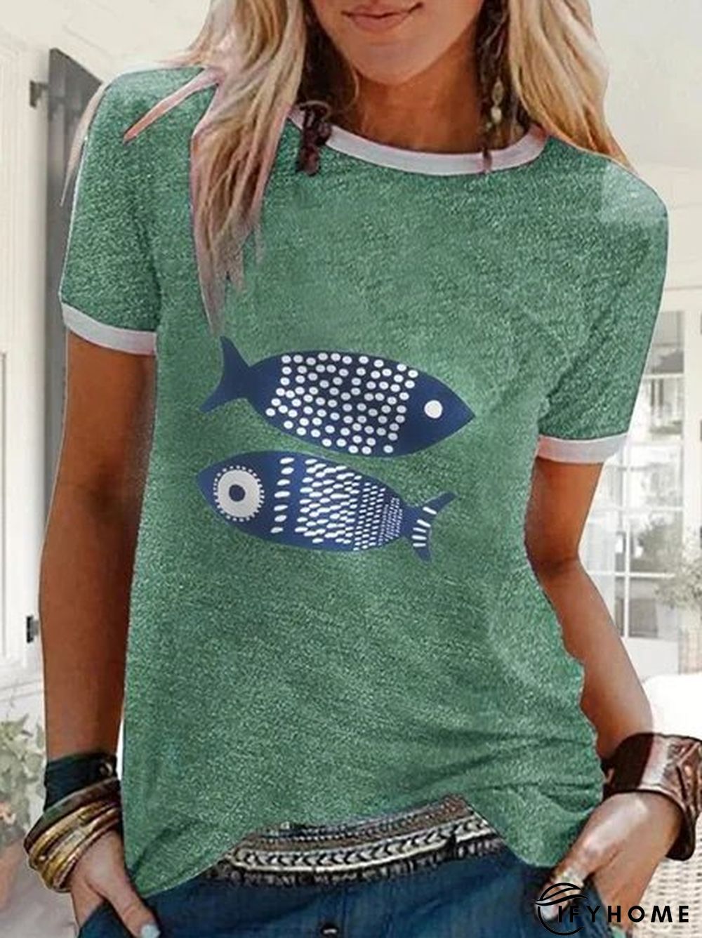 Blue Shift Casual Cotton T-shirt | IFYHOME