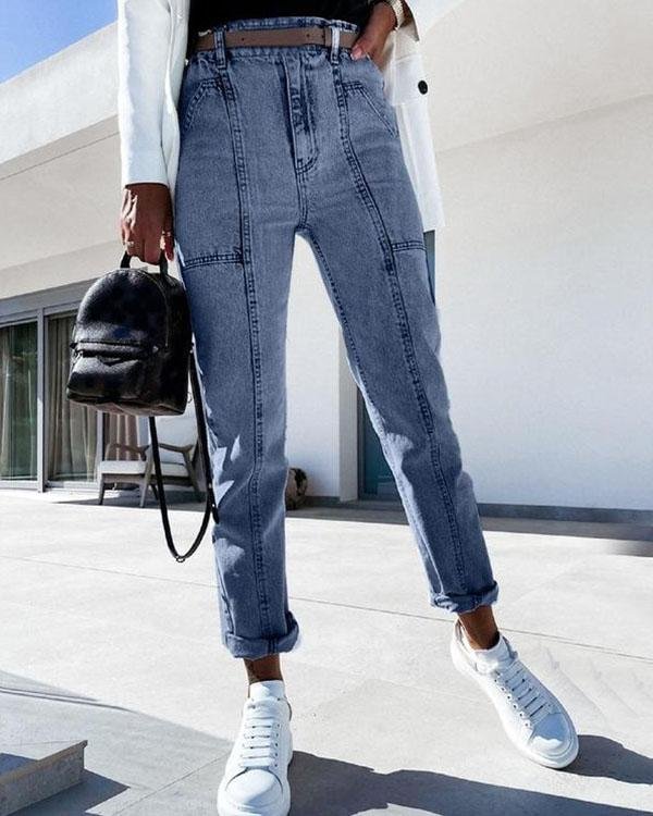 Casual All-match Denim Pencil Cropped Trousers - Chicaggo