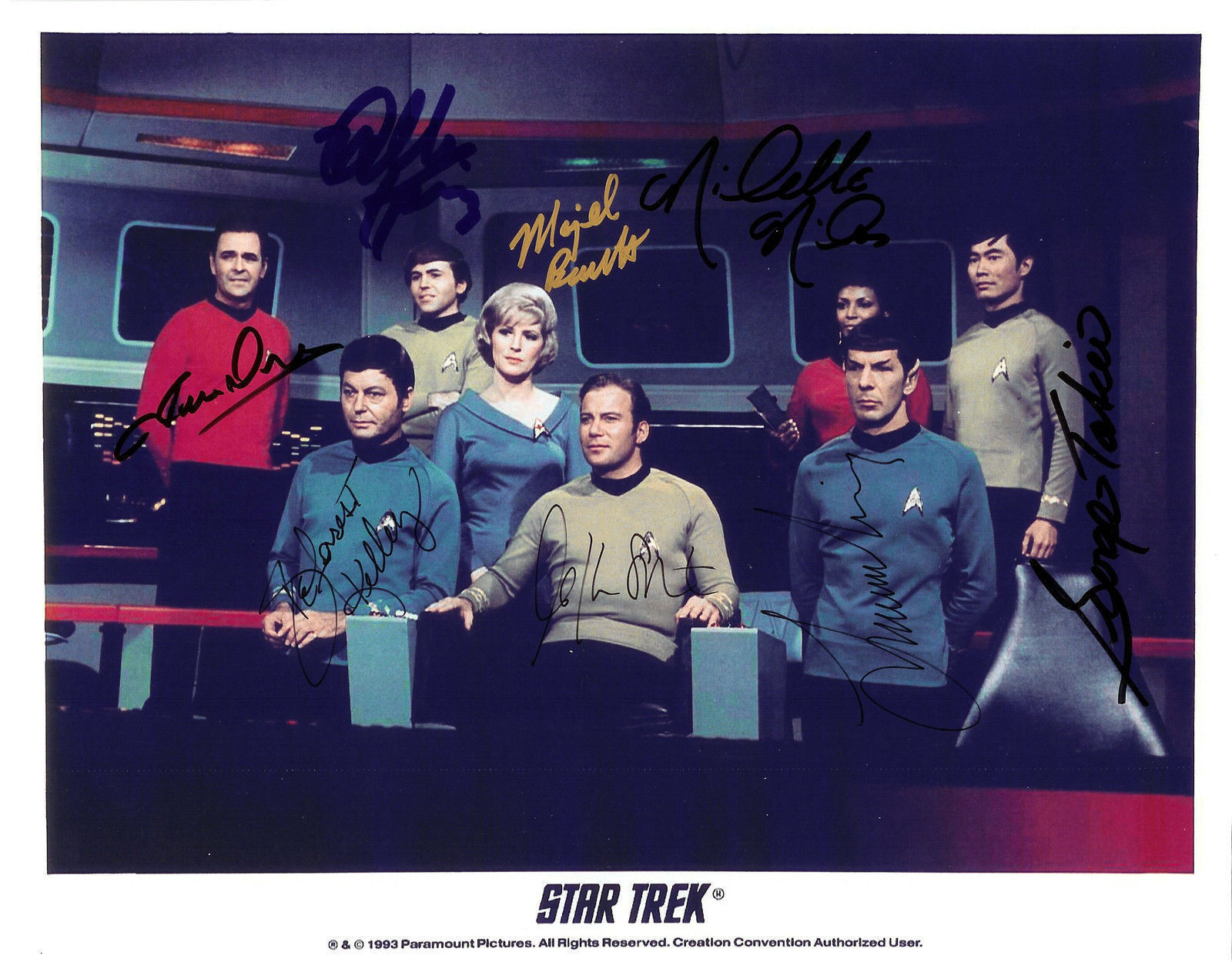 STAR TREK CAST OF 8 AUTOGRAPH SIGNED PP Photo Poster painting POSTER