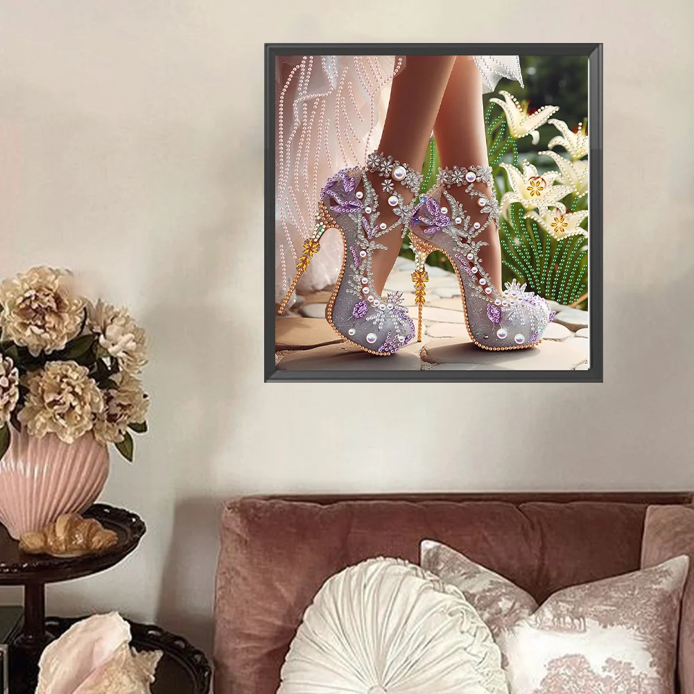 5D DIY Partial Special Shaped Drill Diamond Painting High Heel Decor 30x30cm