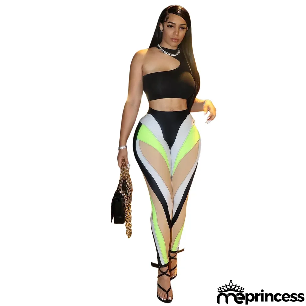 Women's clothing spring and summer vest and contrast pant two piece set