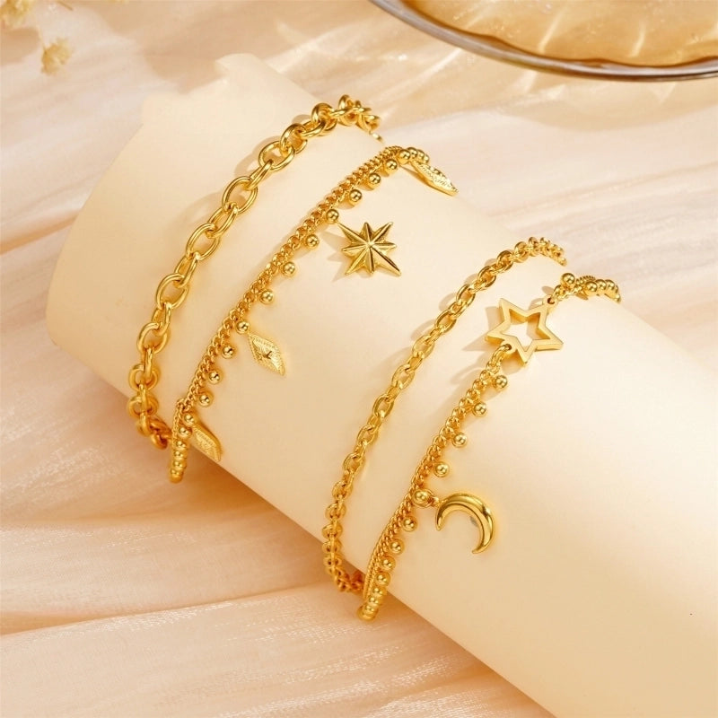 Minimalist Classic Style Star Titanium Steel Gold Plated Bracelets In Bulk