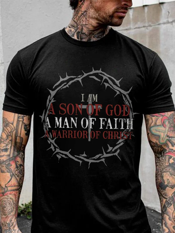 I Am A Son Of God A Man Of Faith Print Men's T-shirt