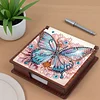 Wooden DIY Butterfly Flower Diamond Painting Kit Note Box with 160 Papers Gifts
