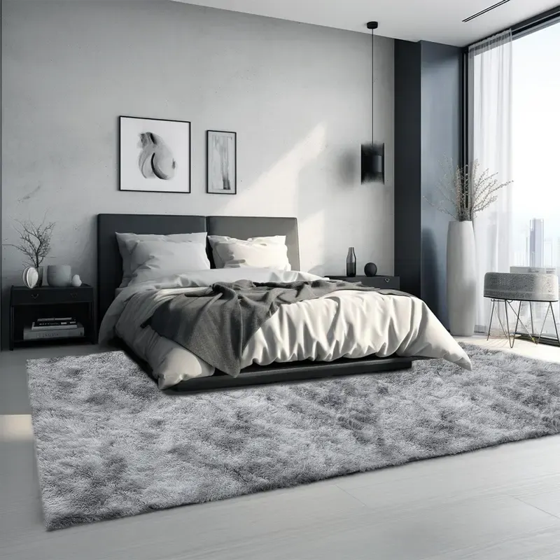 LAESHOP fluffy rug styled in a living room scene
