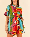 Abstract Art Print Shirt And Pants Two-Piece Set