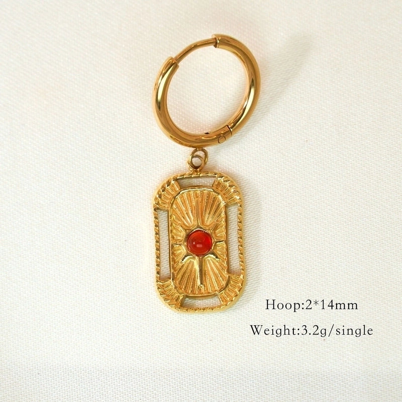 1 Pair Minimalist Cross Devil’s Eye Moon 304 Stainless Steel Drop Earrings