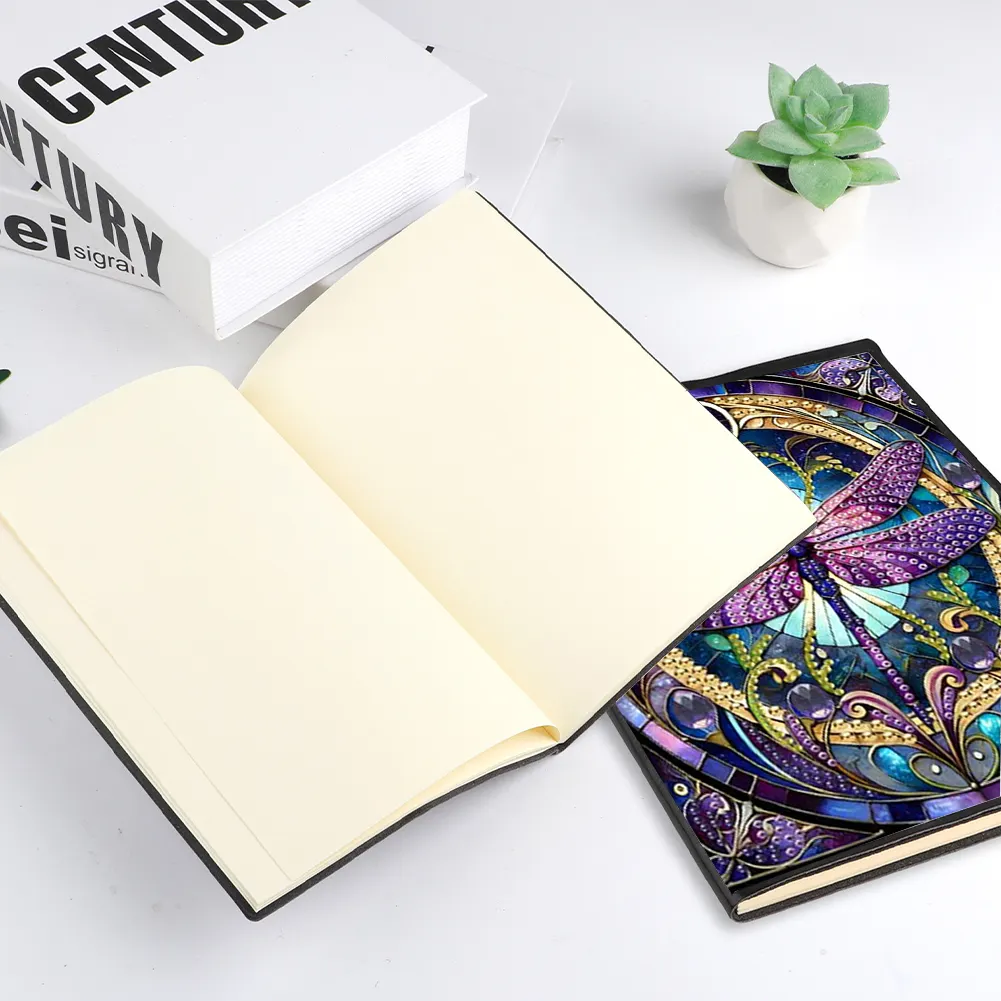 Dragonfly 5D DIY Diamond Art Painting Notebook Kit (50 Pages A5 No Lines) Rhinestone Art Painting Notebook Kit for Adults Beginners Holiday Birthday Gift