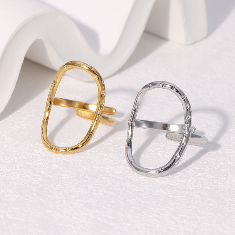 Simple Ins Simple Cold Style Open Ring Geometric Oval Personality Stainless Steel Ring Female