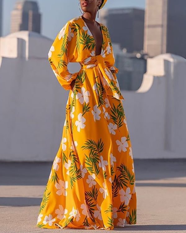 Sexy Long Sleeve Print Dress