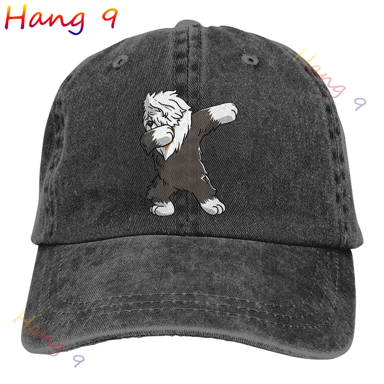 Old English Sheepdog Dog Baseball Caps Funny Unisex Soft Casquette CapDenim Hat Vintage Adjustable Black