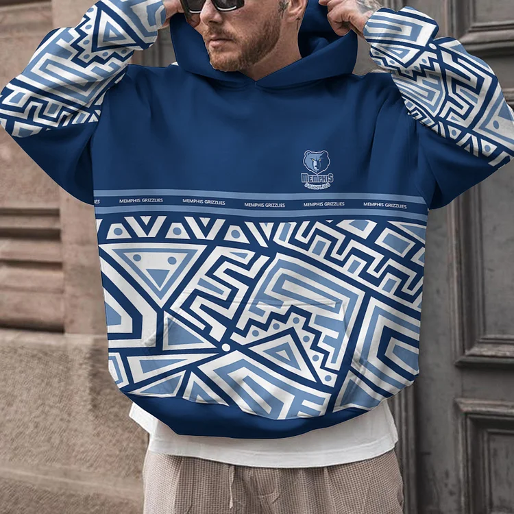 Memphis Grizzlies Printed Hooded Pocket Pullover Hoodie