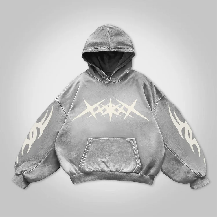 Simpfit Übergroßer Hoodie mit Vintage-Grafik-Print und Acid-Wash