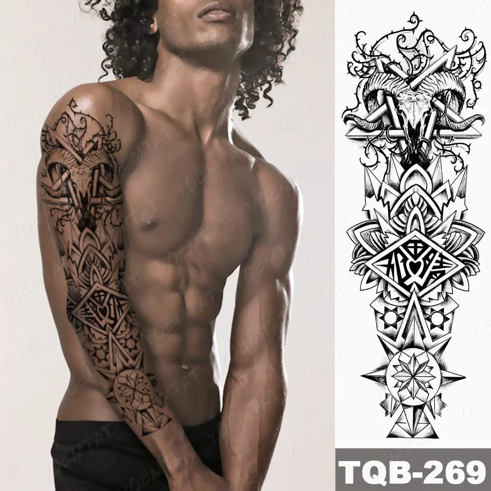 Large Full Arm Sleeve Tattoo Indian Forest Leopard Waterproof Temporary Tatoo Sticker Wild Tribe Men Women Body Art Tatto