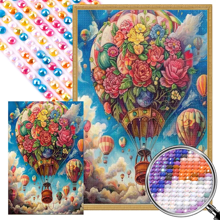Hot Air Balloon - Full Round(Partial AB Drill) - Diamond Painting(45*65cm)