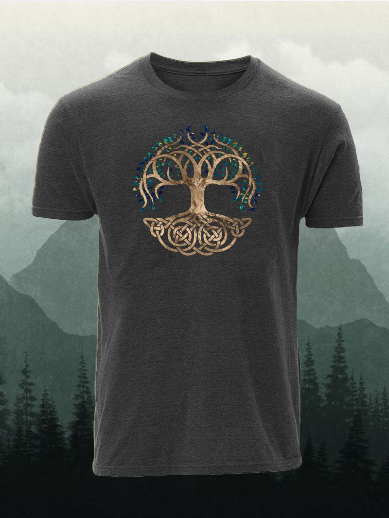 Men's Viking Celtic Tree Of Life Print Short Sleeve T-Shirt