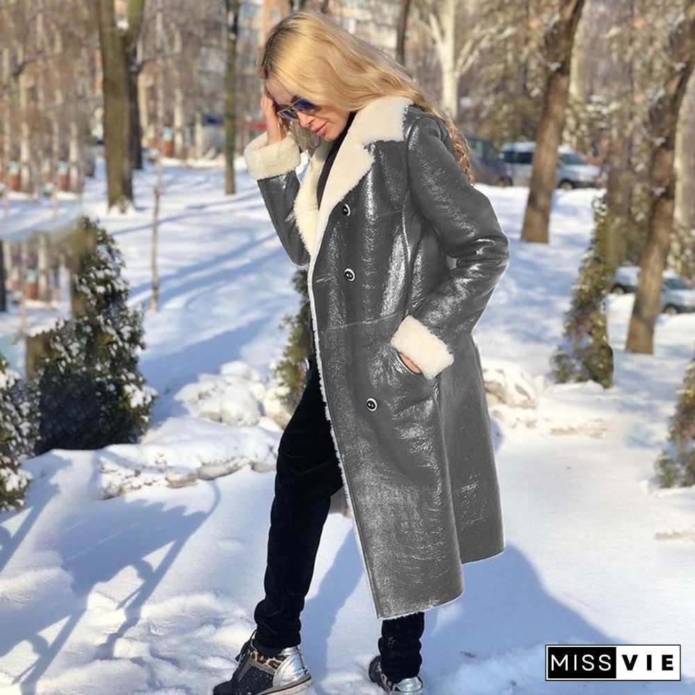 Long Leisure Pocket Notched Lapel Coat