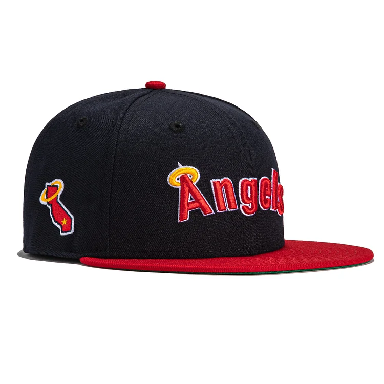 New Era 59Fifty Los Angeles Angels State Patch Jersey Hat- Navy, Red QueenFunky