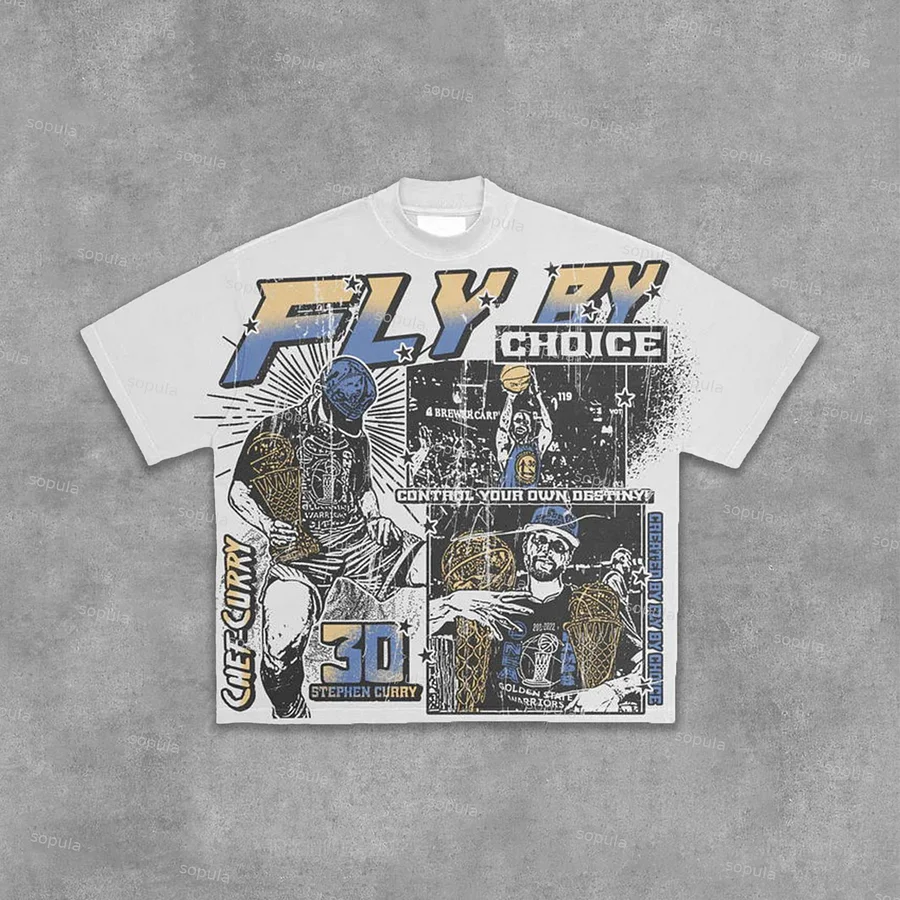 Fly By Choice Stephen Curry Graphics Print Cotton Casual T-Shirt