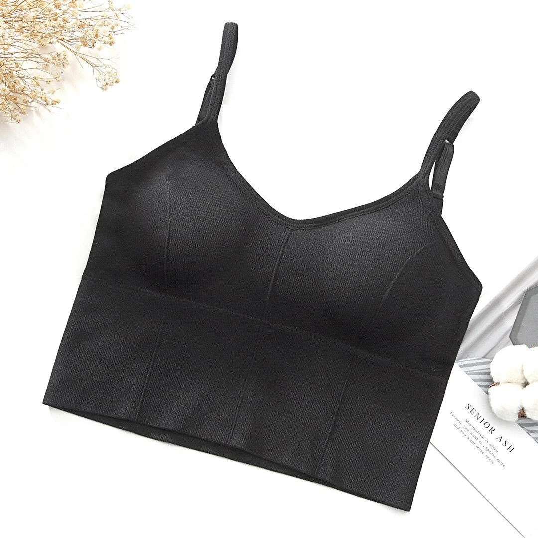 SVOKOR Sexy Bra Solid Top Women Crop Top Push Up Lingerie Bra Sports Fashion Street Top U-shaped Back 14 Color