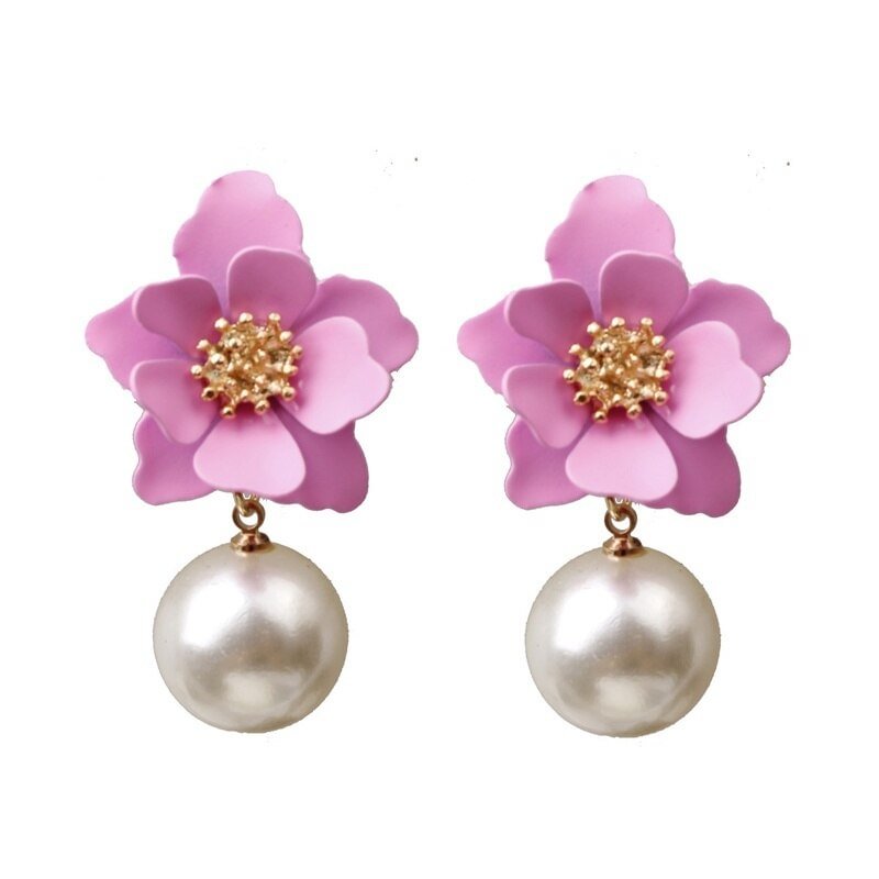 UsmallLifes King Ladies Fashion Temperament Pearl Earrings Cute Short Flower Versatile Dangler Gift for Girlfriend US Mall Lifes