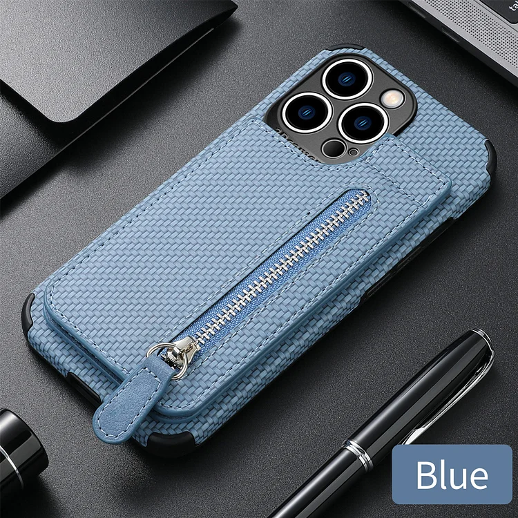 Leather Zipper Carbon Fiber Case For iPhone  Etrgadget- Smartphone Cases & Covers | Accessories