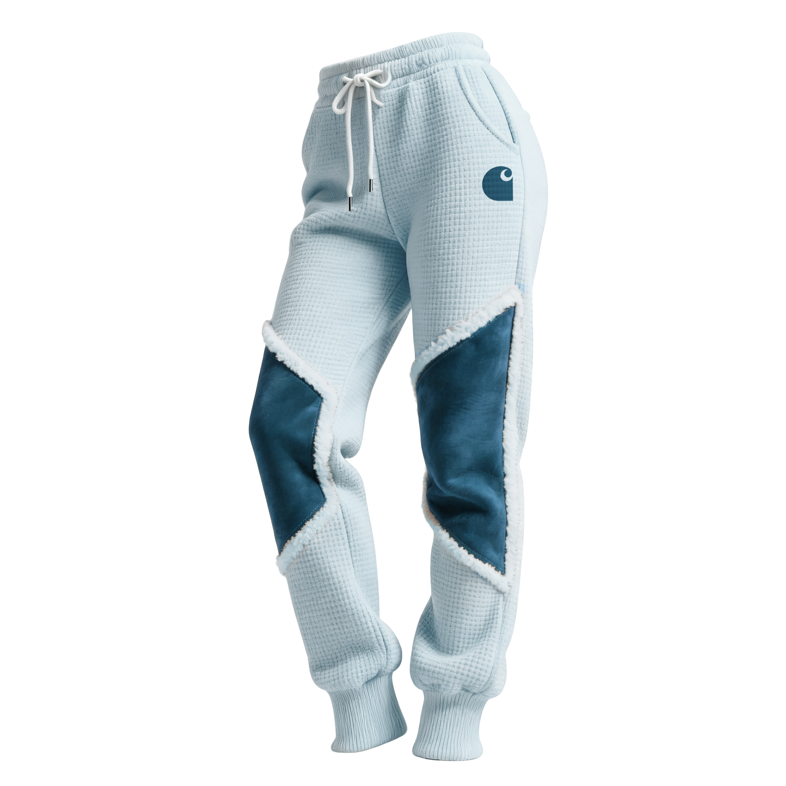 Women's Retro Western Waffle Contrast Suede Track Pants