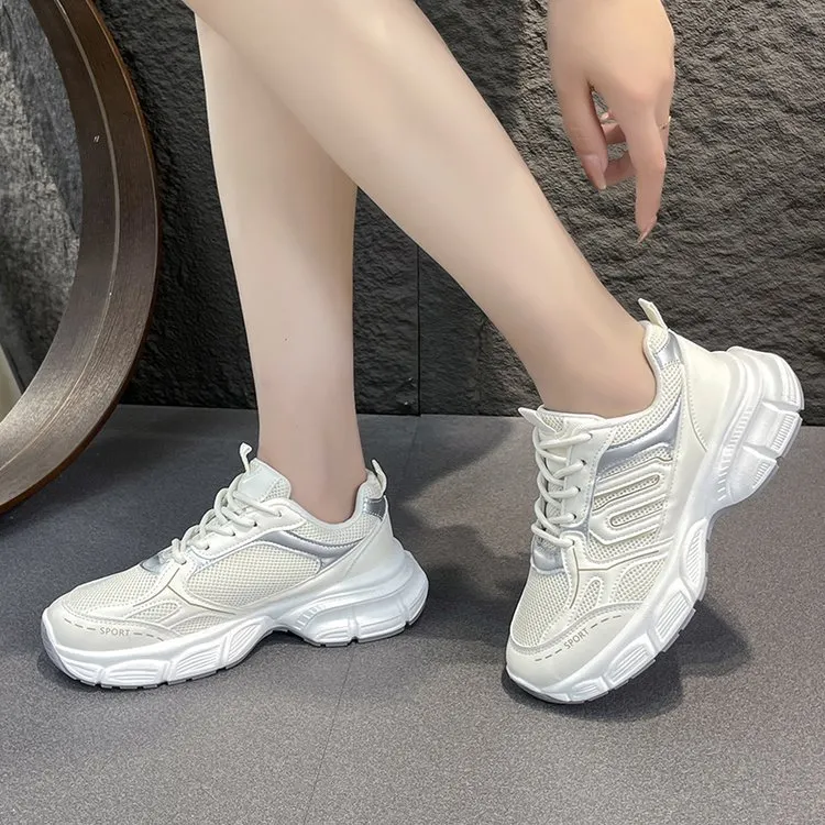 Churchf Churchf New 2024 Summer Breathable Mesh Sports Forrest Gump Shoes Silver Trend Casual Shoes